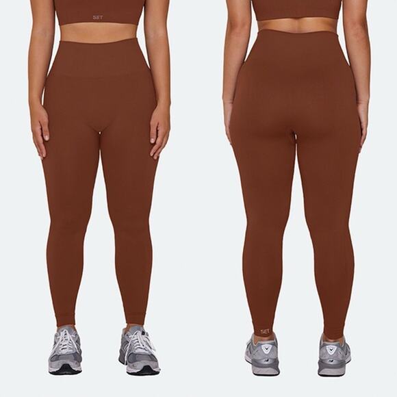 SET Active Sculptflex Seamless 7/8 Athletic Leggings in Copper Brown Size Medium - Picture 1 of 7